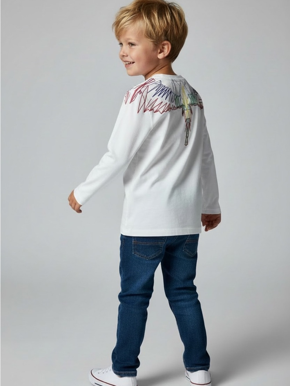 Marcelo Burlon Wings popover white cotton boy long sleeve top 8